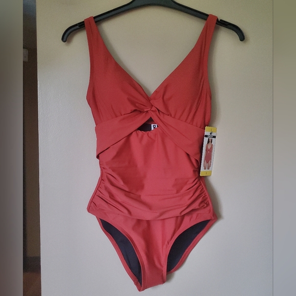NWT Burnt Orange DKNY Swimsuit - Picture 1 of 15